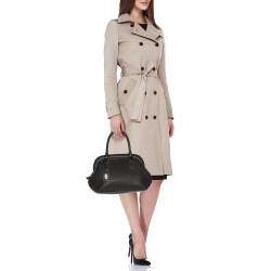 Pre Owned Fendi Dark Brown Selleria Leather Adel Frame Satchel