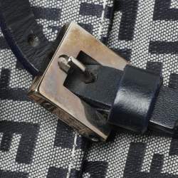 Pre Owned Fendi Grey Canvas Box Baguette Top Handle Bag