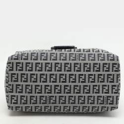 Pre Owned Fendi Grey Canvas Box Baguette Top Handle Bag