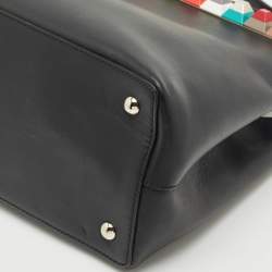 Pre Owned Fendi Black Leather Stud Applique Petite 2Jours Elite Tote