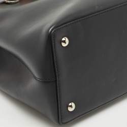 Pre Owned Fendi Black Leather Stud Applique Petite 2Jours Elite Tote