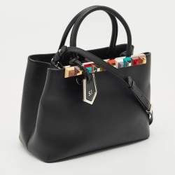 Pre Owned Fendi Black Leather Stud Applique Petite 2Jours Elite Tote