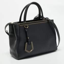 Pre Owned Fendi Black Leather Small 2Jours Tote