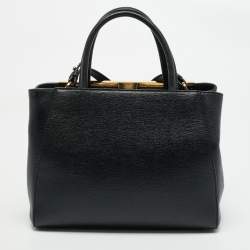 Pre Owned Fendi Black Leather Small 2Jours Tote