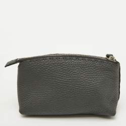Pre Owned Fendi Grey Leather Cosmetic Pouch