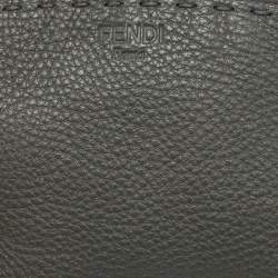Pre Owned Fendi Grey Leather Cosmetic Pouch