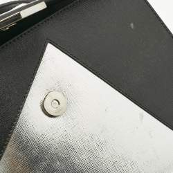 Pre Owned Fendi Black/Silver Leather Small Demi Jour Top Handle Bag