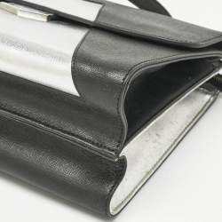 Pre Owned Fendi Black/Silver Leather Small Demi Jour Top Handle Bag