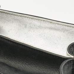 Pre Owned Fendi Black/Silver Leather Small Demi Jour Top Handle Bag