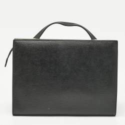 Pre Owned Fendi Black/Silver Leather Small Demi Jour Top Handle Bag