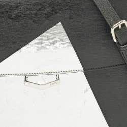 Pre Owned Fendi Black/Silver Leather Small Demi Jour Top Handle Bag