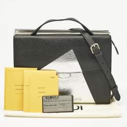 Pre Owned Fendi Black/Silver Leather Small Demi Jour Top Handle Bag