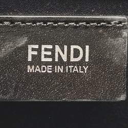 Pre Owned Fendi Black/Silver Leather Small Demi Jour Top Handle Bag