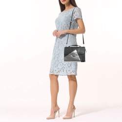 Pre Owned Fendi Black/Silver Leather Small Demi Jour Top Handle Bag