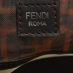 Pre Owned Fendi Zucca Leather and Mesh Runaway Top Handle Bag
