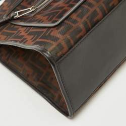 Pre Owned Fendi Zucca Leather and Mesh Runaway Top Handle Bag