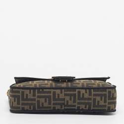 Pre Owned Fendi Tobacco Zucca Jacquard Canvas Medium Baguette Bag