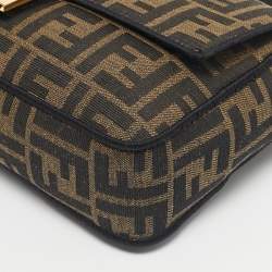 Pre Owned Fendi Tobacco Zucca Jacquard Canvas Medium Baguette Bag
