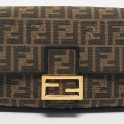 Pre Owned Fendi Tobacco Zucca Jacquard Canvas Medium Baguette Bag