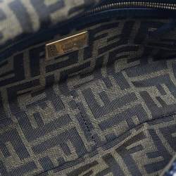 Pre Owned حقيبة باغيت متوسطة فنـدي رافيـا أسود/طبيعي FF