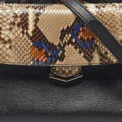 Pre Owned Fendi Multicolor Leather and Python Mini Demi Jour Top Handle Bag