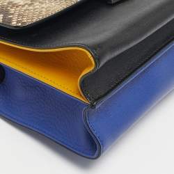 Pre Owned Fendi Multicolor Leather and Python Mini Demi Jour Top Handle Bag