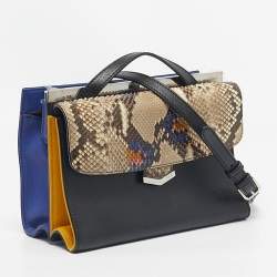 Pre Owned Fendi Multicolor Leather and Python Mini Demi Jour Top Handle Bag