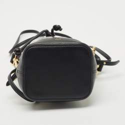Pre Owned Fendi Black Zucca PVC and Leather Mini Mon Tresor Drawstring Bucket Bag