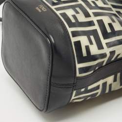 Pre Owned Fendi Black Zucca PVC and Leather Mini Mon Tresor Drawstring Bucket Bag
