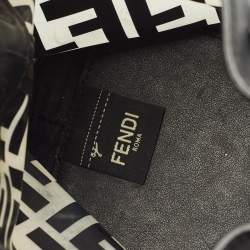 Pre Owned Fendi Black Zucca PVC and Leather Mini Mon Tresor Drawstring Bucket Bag
