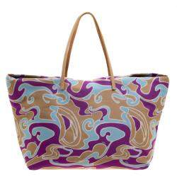 Pre Owned Fendi Multicolor Printed Fabric Roll Tote