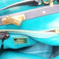 Pre Owned Fendi Peekaboo Small Black Leather Top Handle Bag
