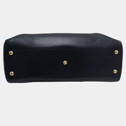 Pre Owned Fendi Peekaboo Small Black Leather Top Handle Bag