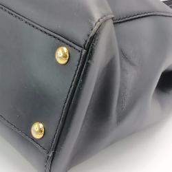 Pre Owned Fendi Peekaboo Small Black Leather Top Handle Bag