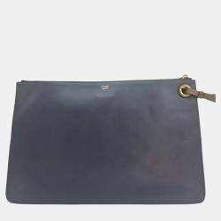 Pre Owned Fendi Mania Clutch White Leather Pouch Bag