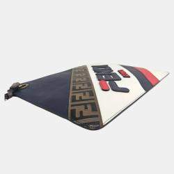 Pre Owned Fendi Mania Clutch White Leather Pouch Bag