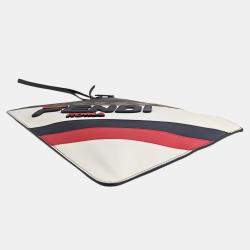 Pre Owned Fendi Mania Clutch White Leather Pouch Bag