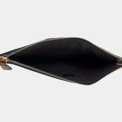 Pre Owned Fendi Mania Clutch White Leather Pouch Bag