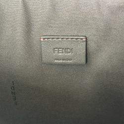 Pre Owned Fendi Mania Clutch White Leather Pouch Bag