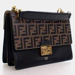 Pre Owned Fendi Kan U Medium Brown Calfskin Shoulder Bag