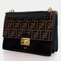 Pre Owned Fendi Kan U Medium Brown Calfskin Shoulder Bag