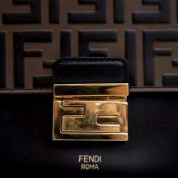 Pre Owned Fendi Kan U Medium Brown Calfskin Shoulder Bag