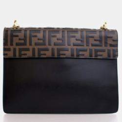 Pre Owned Fendi Kan U Medium Brown Calfskin Shoulder Bag