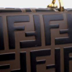 Pre Owned Fendi Kan U Medium Brown Calfskin Shoulder Bag