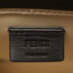 Pre Owned Fendi Black/Cream Patent Leather and Canvas Mini Sunshine Tote