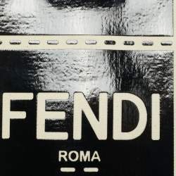 Pre Owned Fendi Black/Cream Patent Leather and Canvas Mini Sunshine Tote