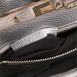 Pre Owned Fendi Peekaboo Silver Leather Handbag