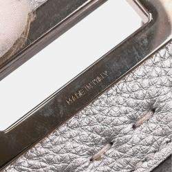 Pre Owned Fendi Peekaboo Silver Leather Handbag