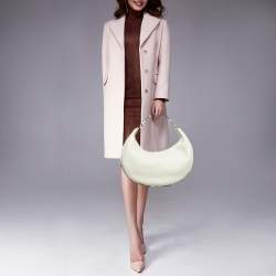 Pre Owned Fendi White Leather Medium Fendigraphy Hobo