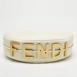Pre Owned Fendi White Leather Medium Fendigraphy Hobo